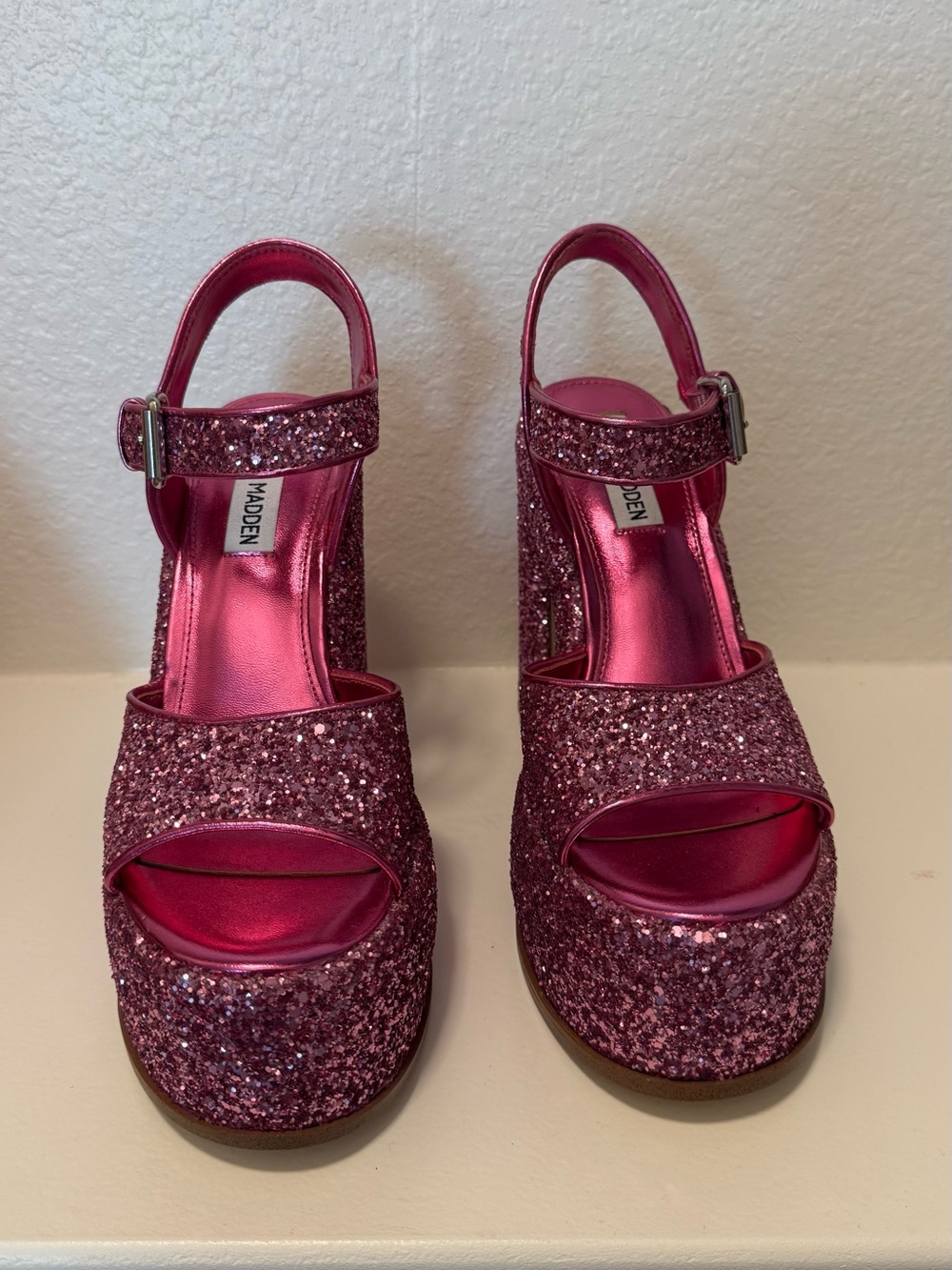 Steve Madden Sweets Pink Glitter Shoes - Picture 2 of 12